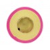 Wide Brim Paper Straw Hat w/ Color Band & Trim - Fuchsia - HT-6039FS